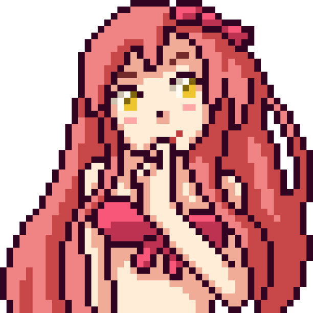矢量像素美术动画女孩孤立卡通图片下载