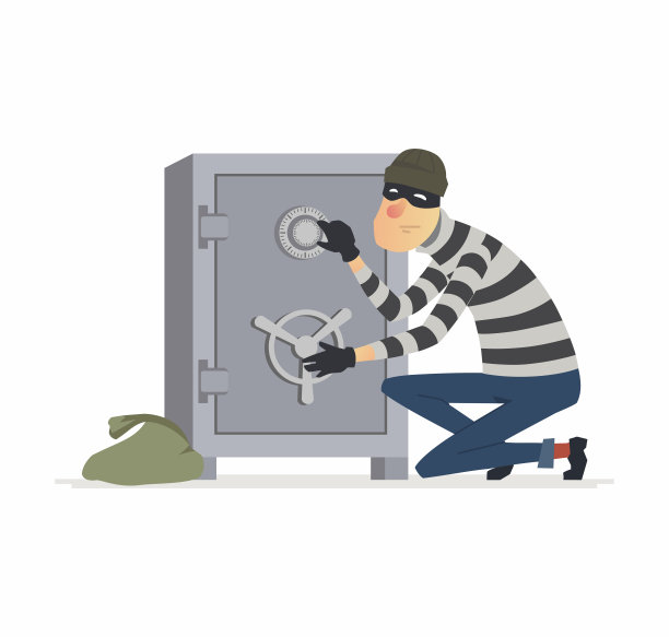 保险柜窃贼-卡通人物人物插图图片下载