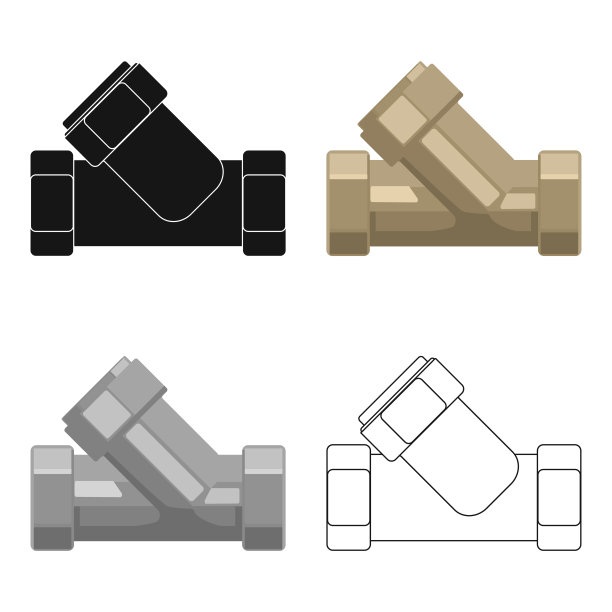 三通管道配件卡通风格孤立在白色背景图标。水过滤系统符号股票矢量网页插图。图片下载