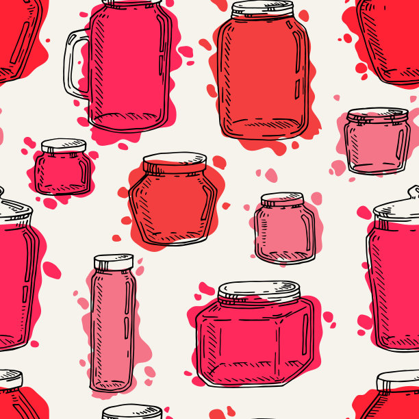 手绘罐无缝图案图片下载