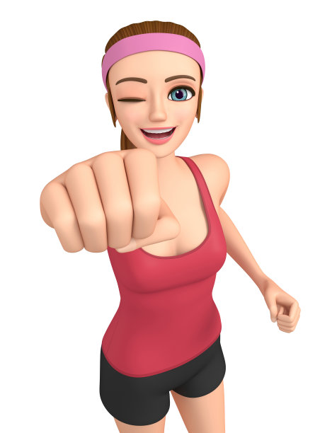 3D插图角色-一个女人的跑步者正在做一个胜利的姿势图片下载