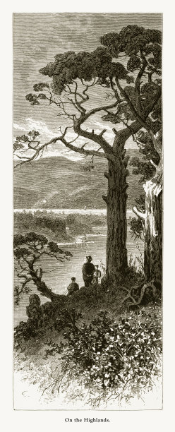 《高地上》，美国新泽西州的永墨高地，美国维多利亚版画，1872年图片下载