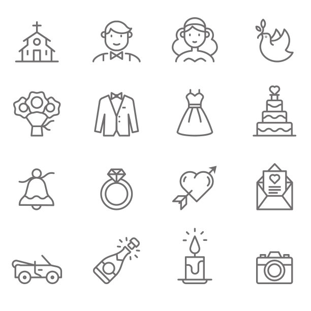 婚礼线图标-插图图片下载