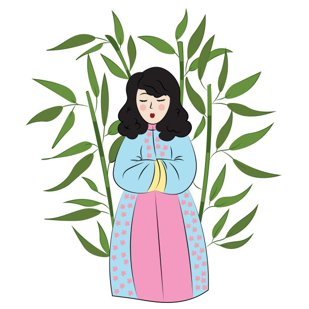 穿着漂亮和服的美丽年轻日本女孩。图片下载