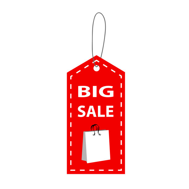 红色标签大减价网上购物设计，矢量插图eps10图形图片下载
