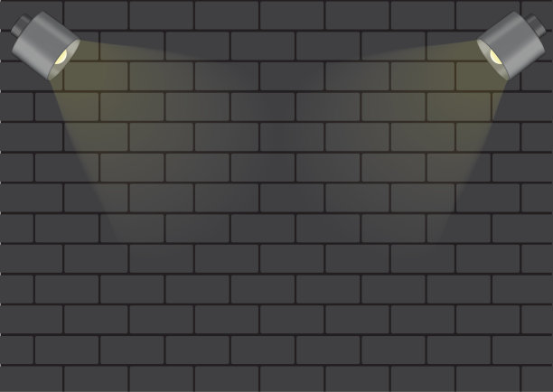 现实的黑色灯和照明在墙上的背景插图图片下载