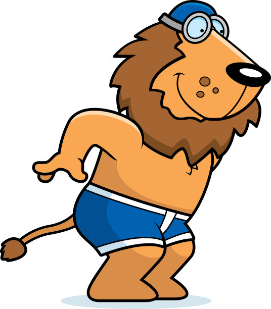 卡通狮子潜水图片下载