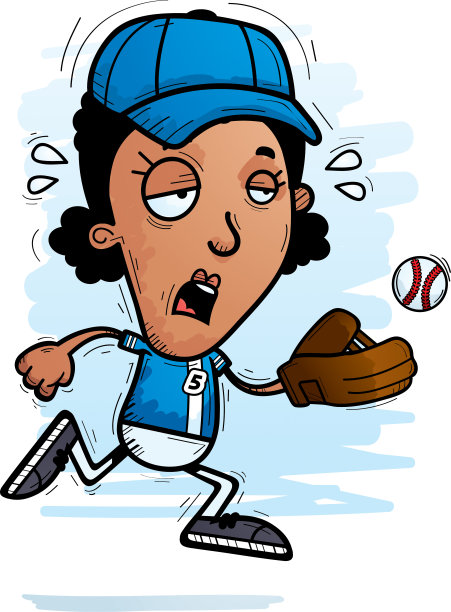 疲惫的卡通黑人棒球运动员图片下载