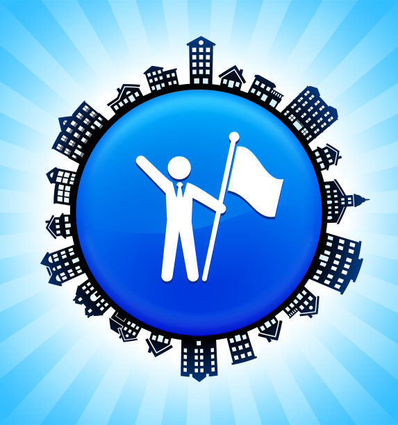 旗杆人物农村城市景观天际线背景图片下载