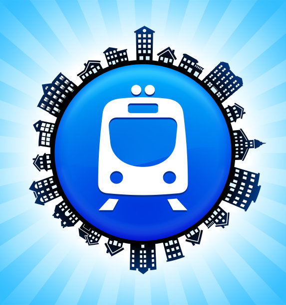 火车在乡村城市的天际线背景图片下载