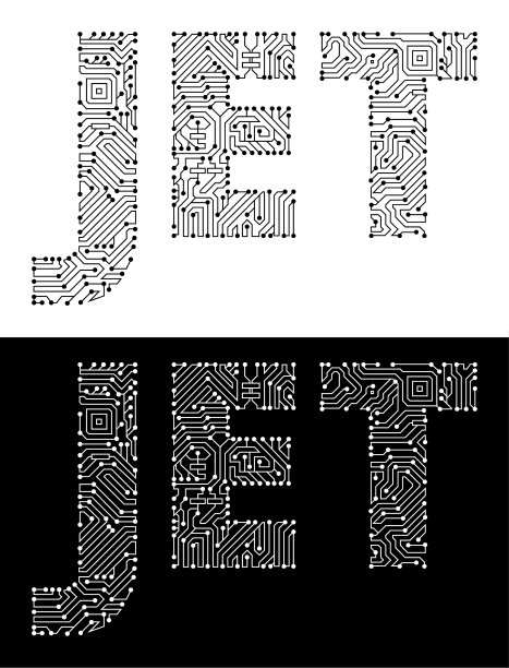 Jet in Black And White Circuit Board字体图片下载