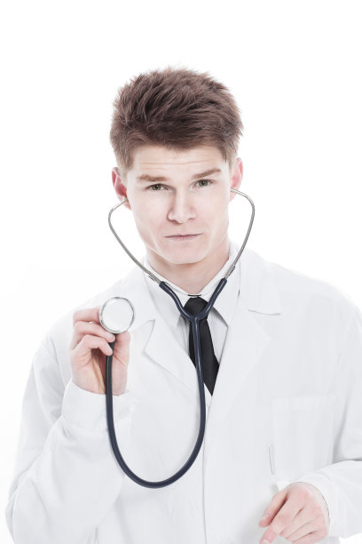 特写镜头。成功的医生与听诊器。孤立在白色的图片下载