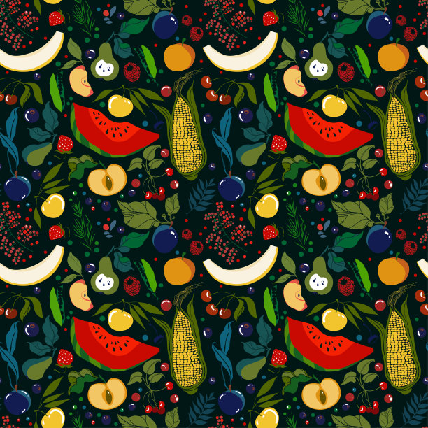 许多明亮多汁的水果在黑暗的背景图片下载