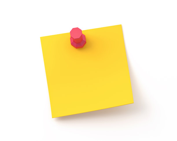 黄色贴纸钉红色按钮卷曲角图片下载