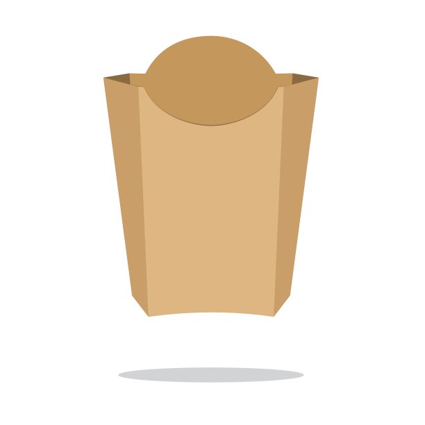 大的空棕色包装与阴影孤立在白色背景图片下载