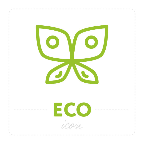 绿色图标的蝴蝶和Eco标签图片下载