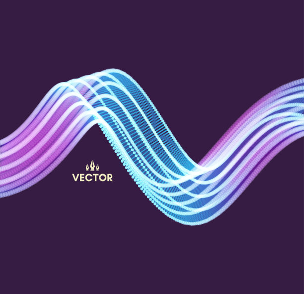 波浪背景与运动效果。3 d技术风格。矢量插图。图片下载