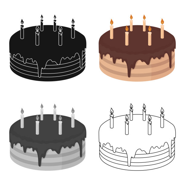 巧克力蛋糕图标在卡通风格孤立的白色背景。蛋糕符号股票矢量цуи插图。图片下载