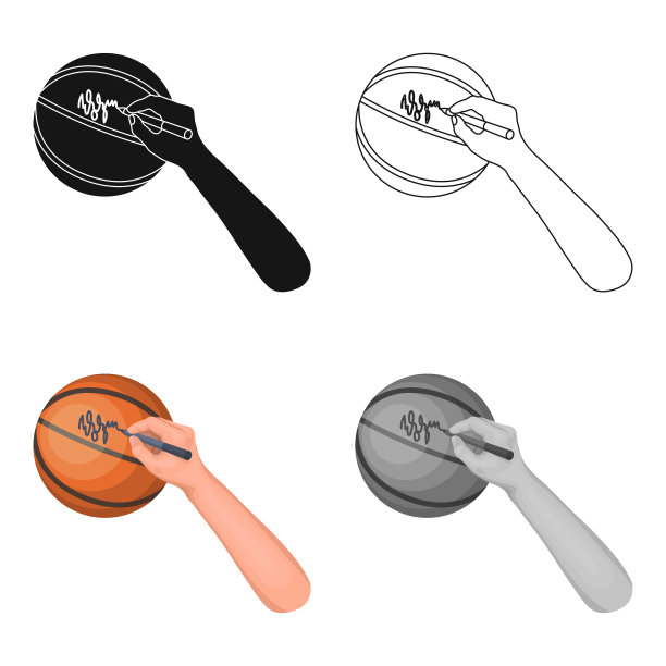 篮球上的签名。卡通风格篮球矢量图标素材图片下载