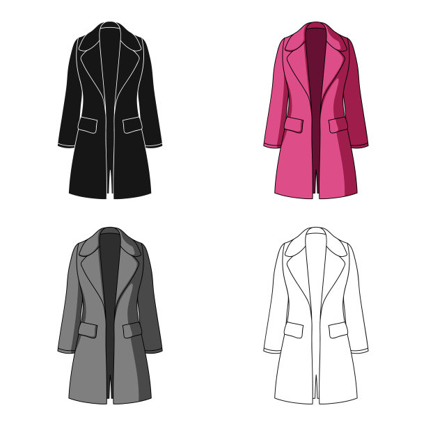 蓝色女克制外套扣上。女装外套..女装单图标在卡通风格矢量符号股票网络插图。图片下载