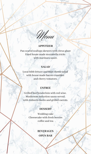婚礼菜单模板卡的几何设计。图片下载