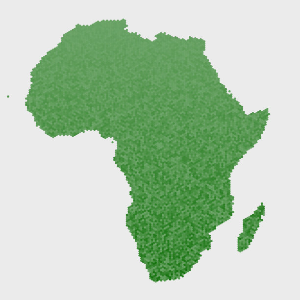 非洲大陆地图绿色六边形图案图片下载
