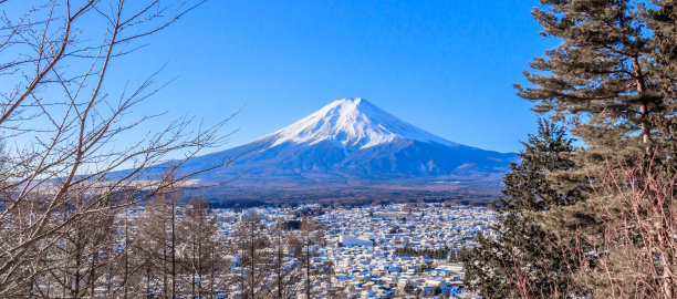 富士火山在日本美丽的冬天图片下载
