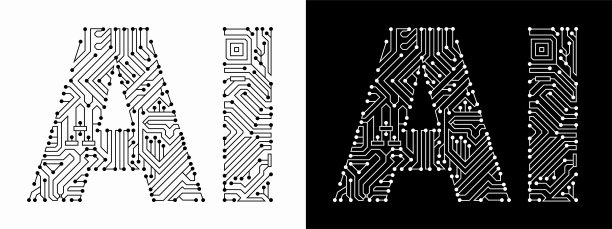 Ai在黑白电路板字体图片下载