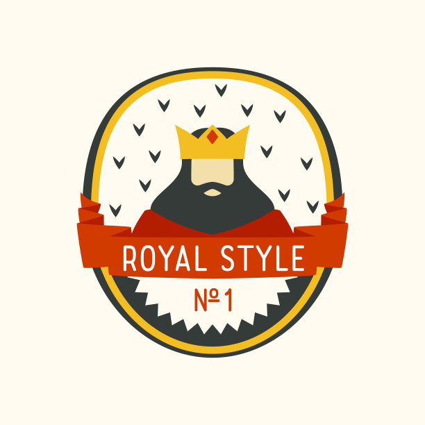 皇室标签与卡通国王与胡子和皇冠图片下载