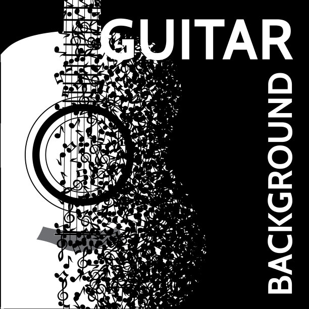 矢量抽象背景与吉他和音符图片下载
