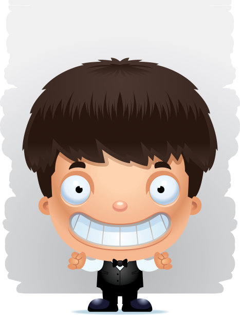 微笑的卡通男孩服务生图片下载