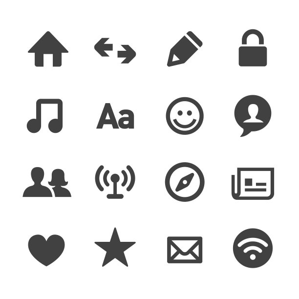 通讯和媒体图标集-最小系列图片下载