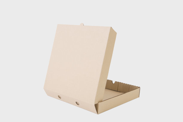 打开纸板棕色纸盒的披萨模型品牌。图片下载