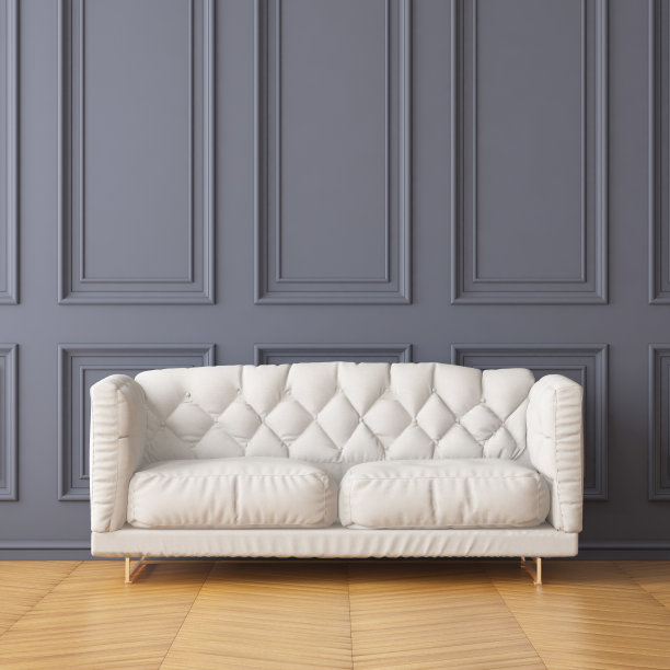 客厅的内部有一个沙发。趋势的颜色。3 d图片下载