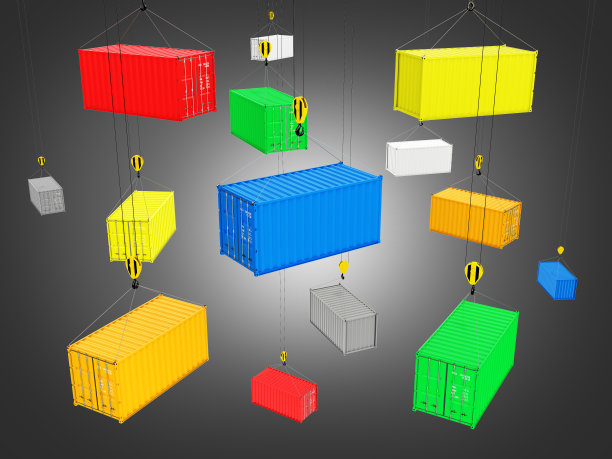 发货背景概念货运集装箱起重机吊起集装箱在黑色渐变背景3d图片下载