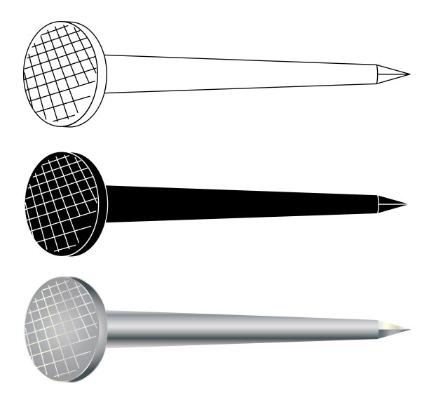 钢钉设置在透视孤立在白色图片下载