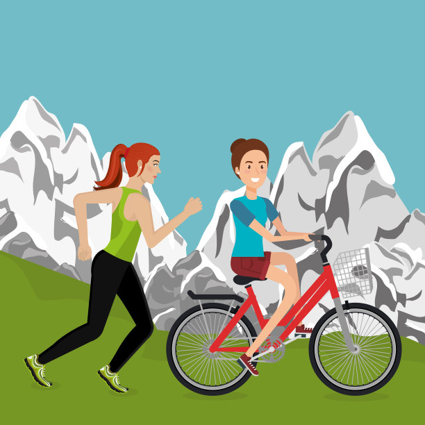 在风景中骑着自行车的女人图片下载