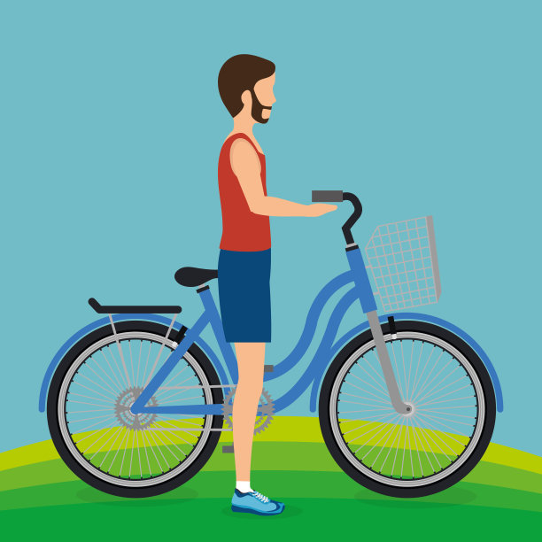 骑自行车在风景中的男人图片下载