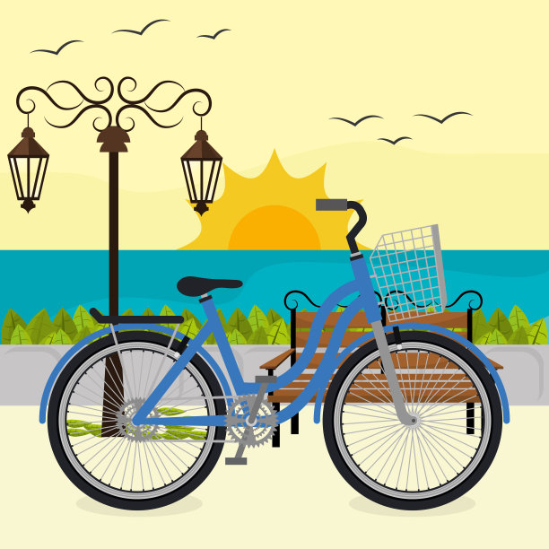 在海滩上骑自行车图片下载