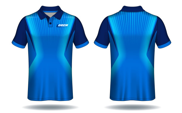 t恤马球设计，蓝色布局运动运动衫模板。图片下载