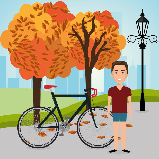 骑自行车在风景中的男人图片下载