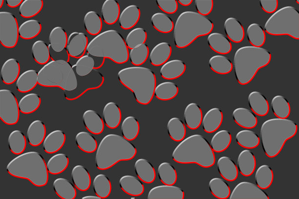 猫爪印在黑色背景或梯度。图片下载