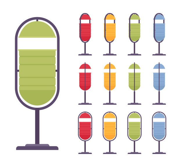 现代街道和公园的垃圾桶设置图片下载