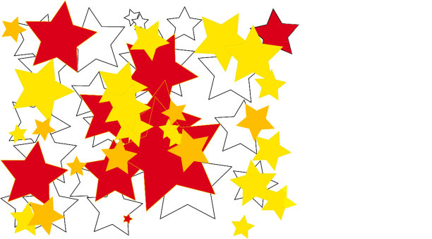 白色，红色和黄色的星星绘制在白色的背景。图片下载
