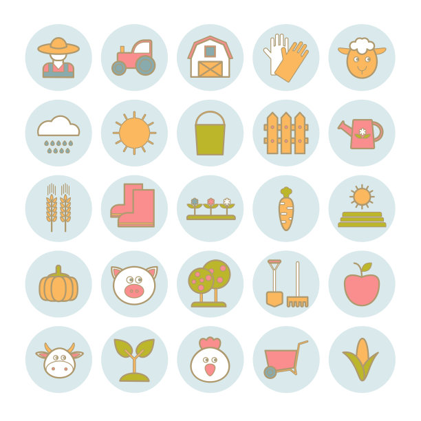 向量线农业和农业网页图标的收集图片下载
