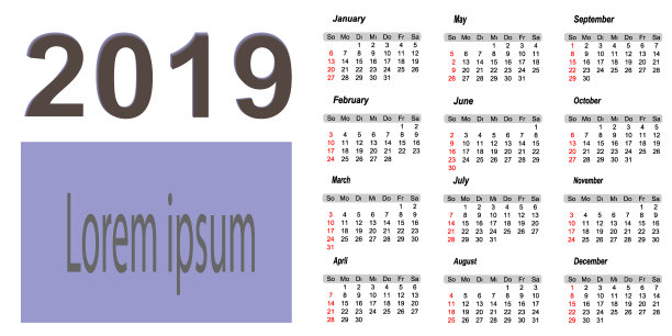 2019年日历图片下载