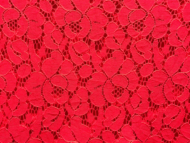 红色蕾丝面料纹理细节图片下载