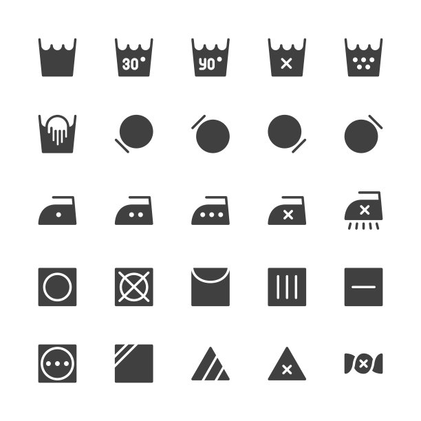 洗衣标志图标-灰色系列图片下载