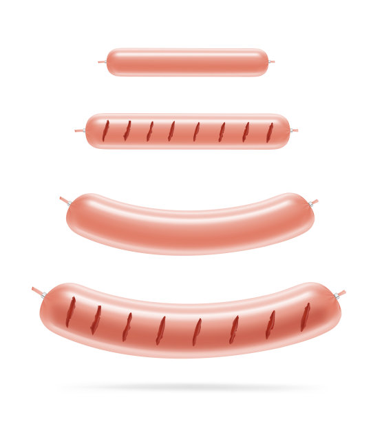 一套逼真的烤香肠。图片下载