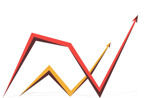 红色和黄色的图形与箭头，在白色的背景图片下载